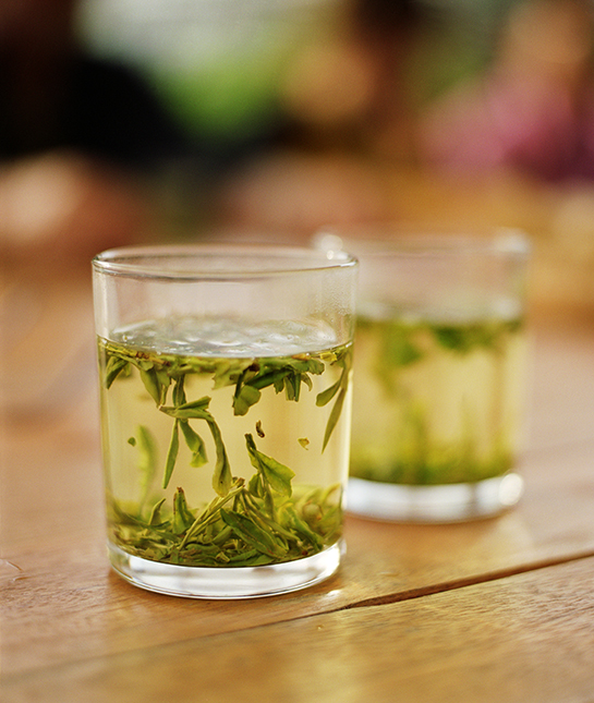 Glass of green tea