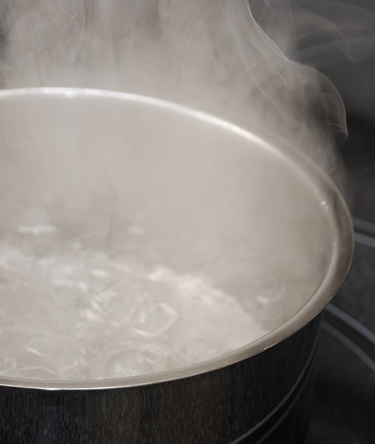 Boiling Water in a Stainless Steel Pot.