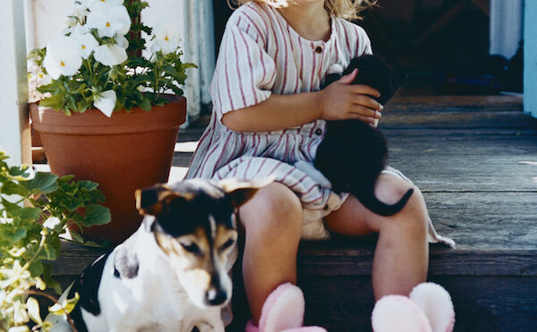 Girl in Slippers with Pets - Girl in Slippers with Pets