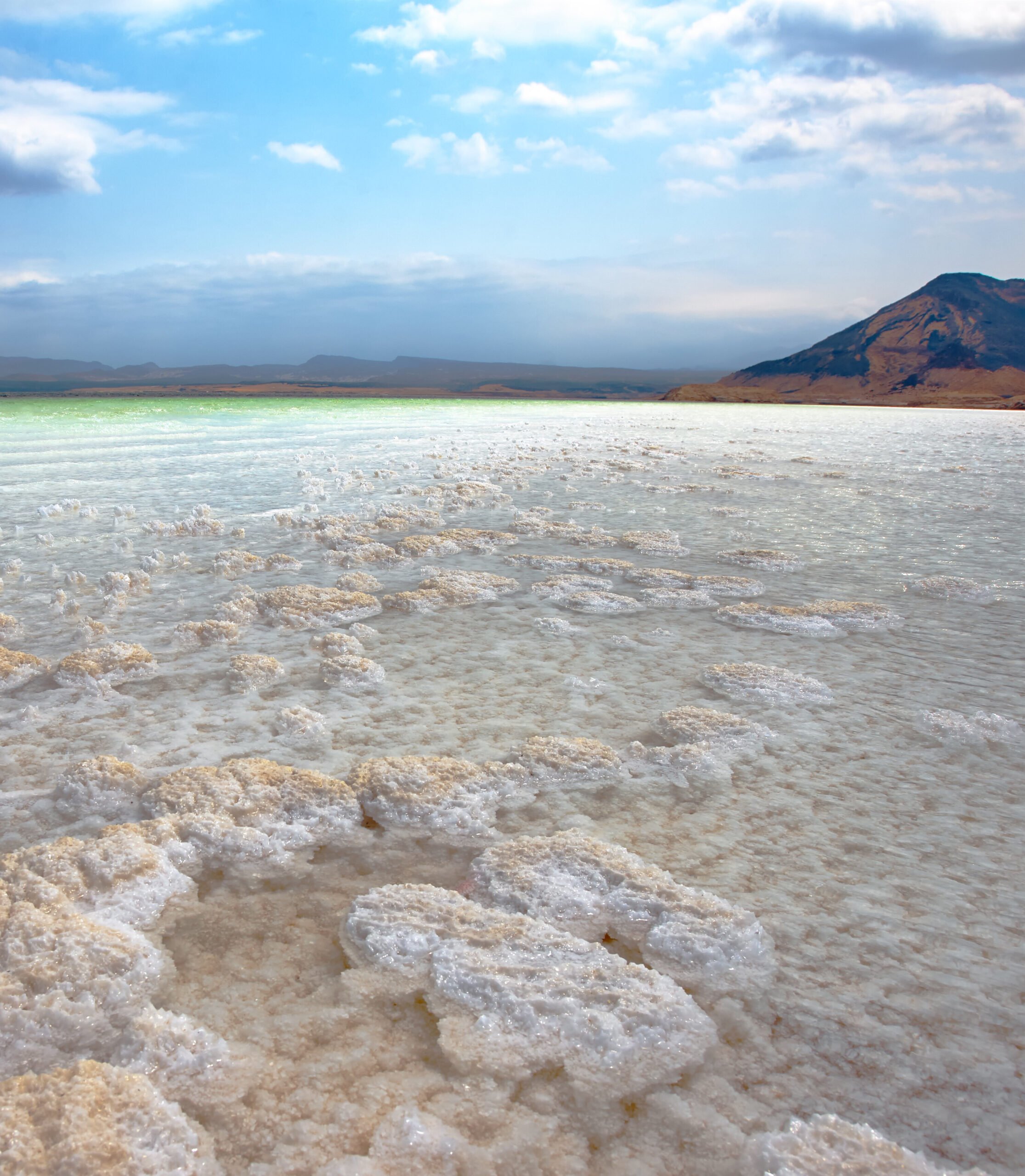 LAKE ASSAL,DJIBOUTI-FEBRUARY 06,2013:The saltiest lake in the world. The lowest point of Africa