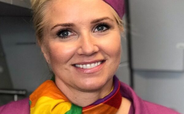 smiling flight attendant