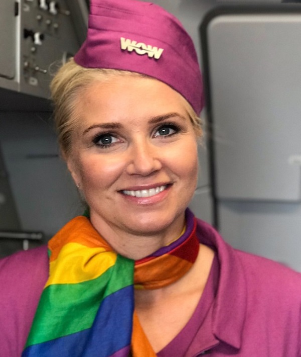 smiling flight attendant