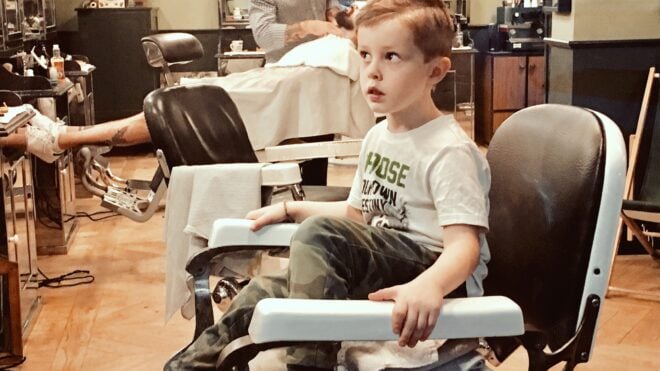 getting haircut for son