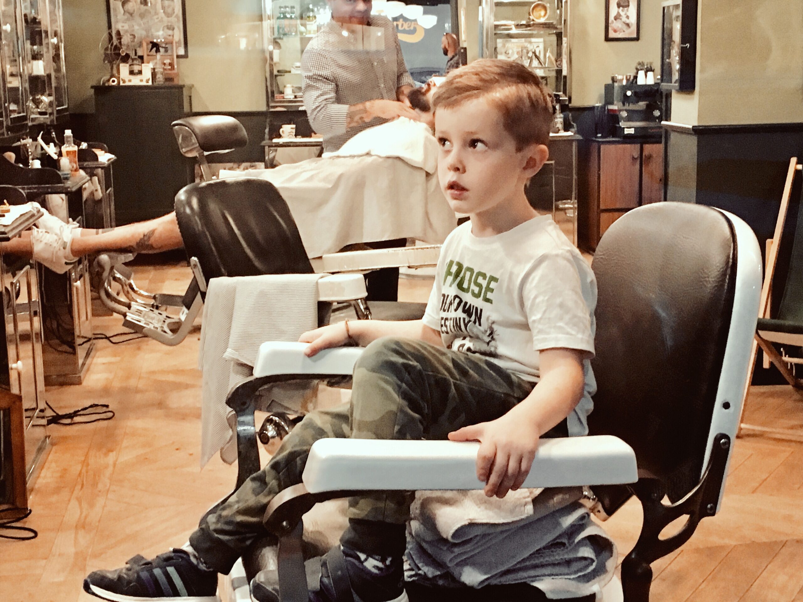 getting haircut for son