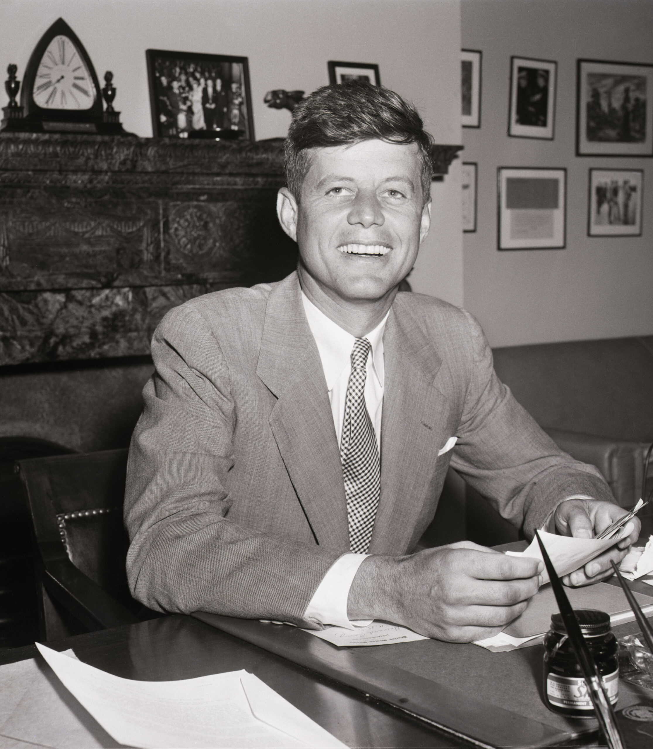 Sen John F Kennedy At Desk