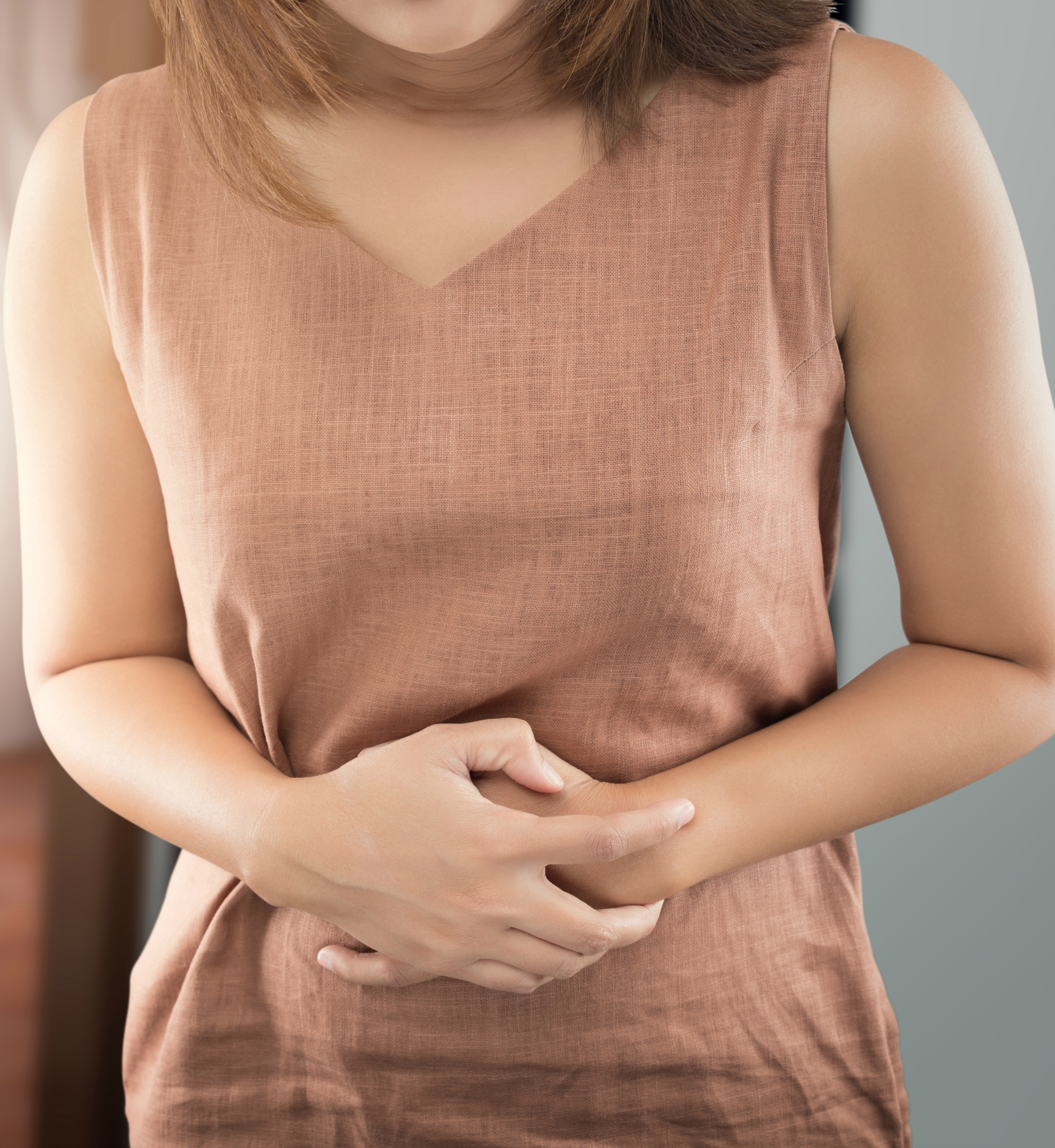 The woman wake up for go to restroom. People with diarrhea problem concept