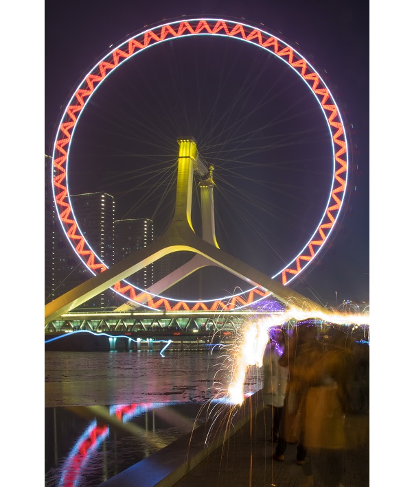 Eye of Tianjin, Yongle Bridge, Haihe River in Tianjin, China - 30 Dec 2017 Eye of Tianjin, Yongle Bridge, Haihe River in Tianjin, China - 30 Dec 2017