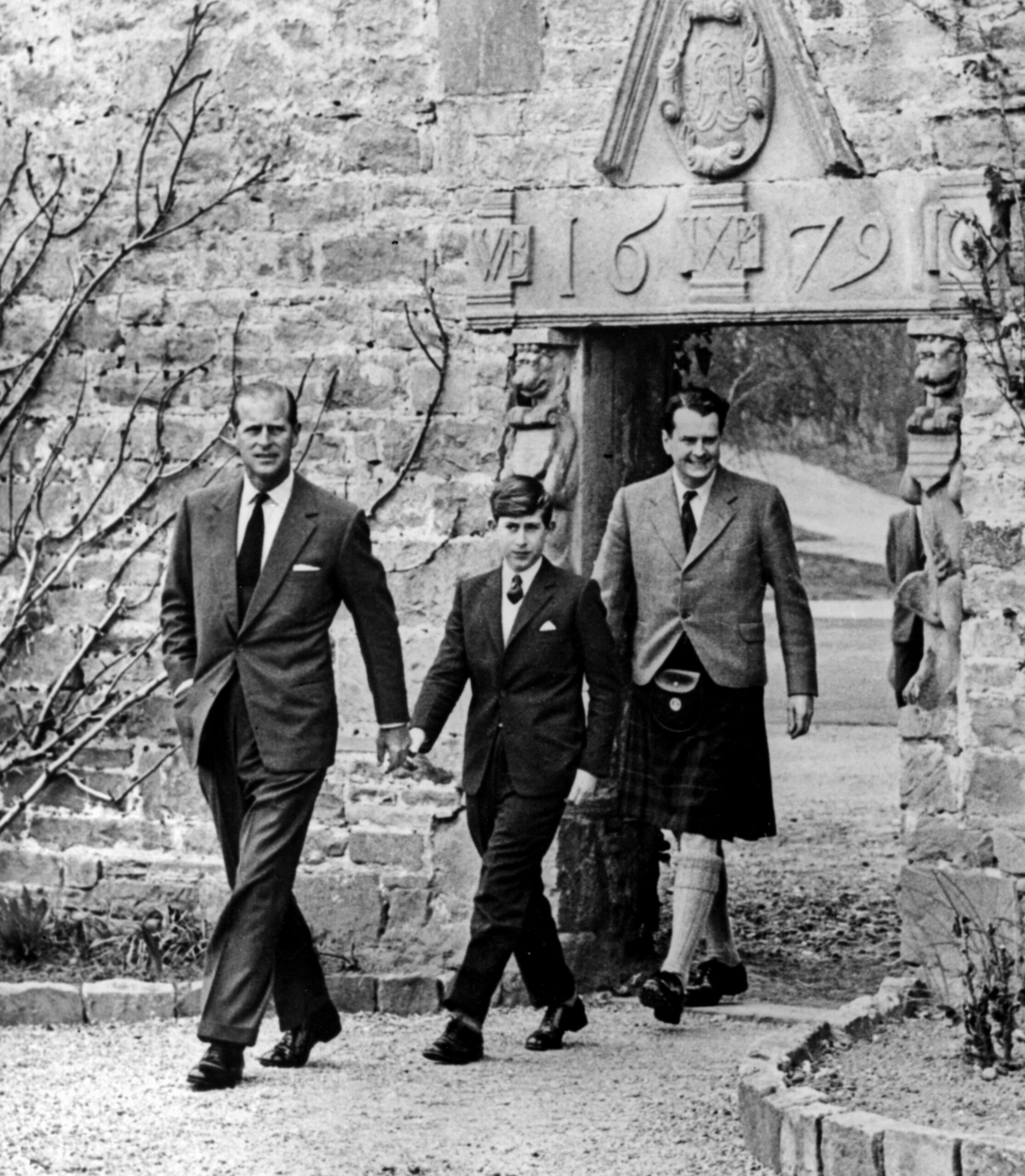 Prince Charles - The Prince of Wales at Gordonstoun School, in step with his father the Duke of Edinburgh and bringing u