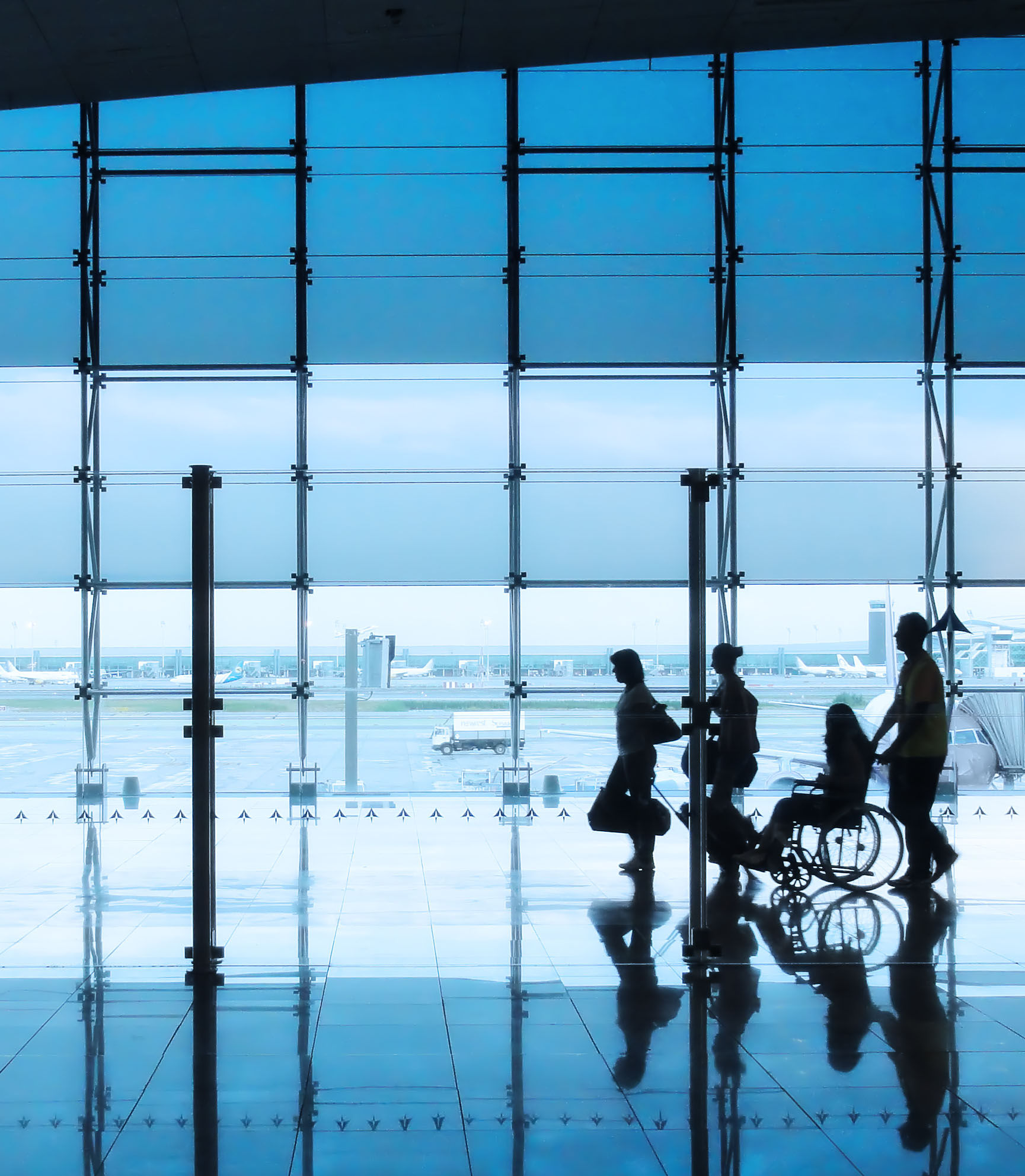 Passengers in the interior of airport