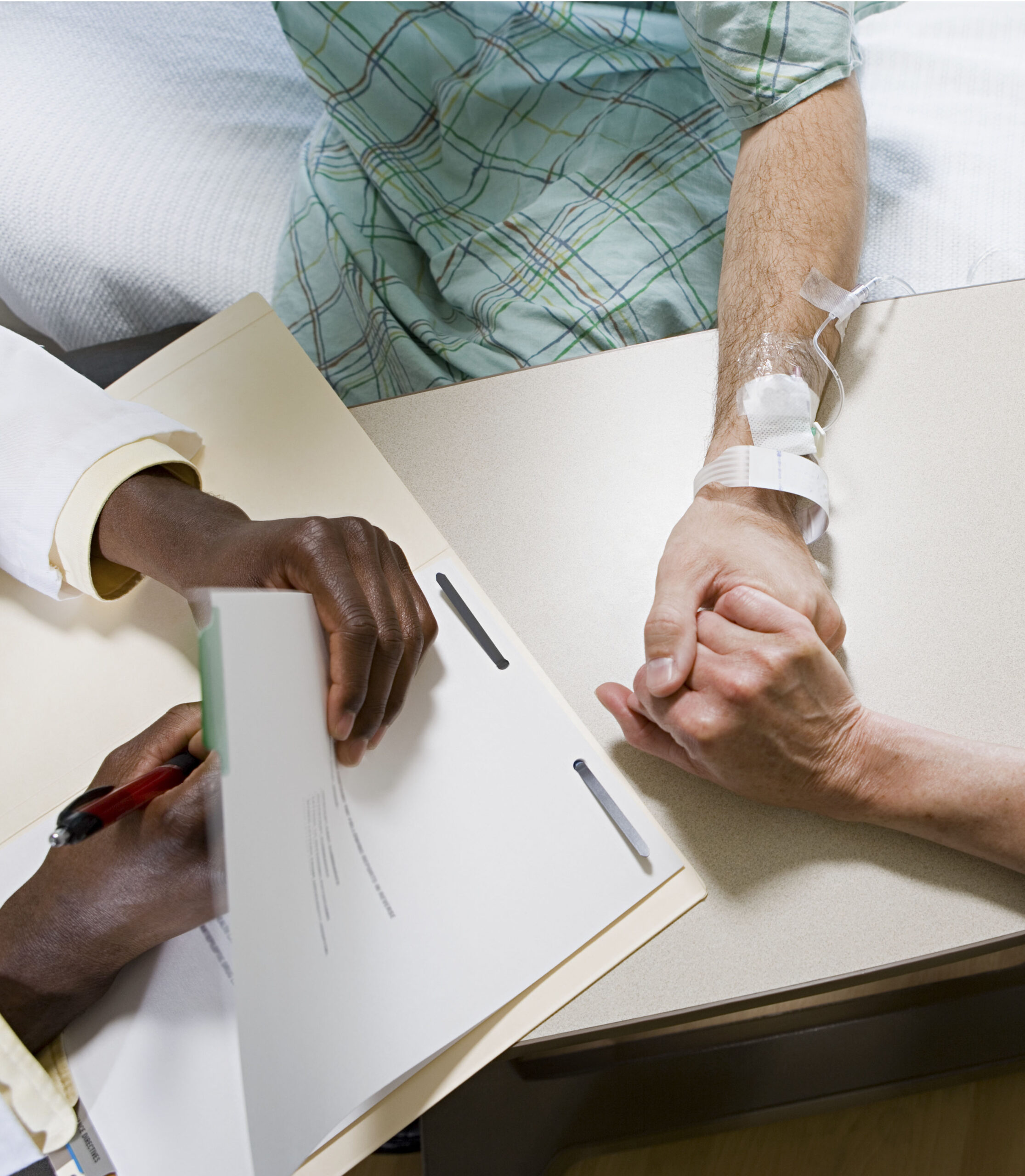 Patient with doctor and relative