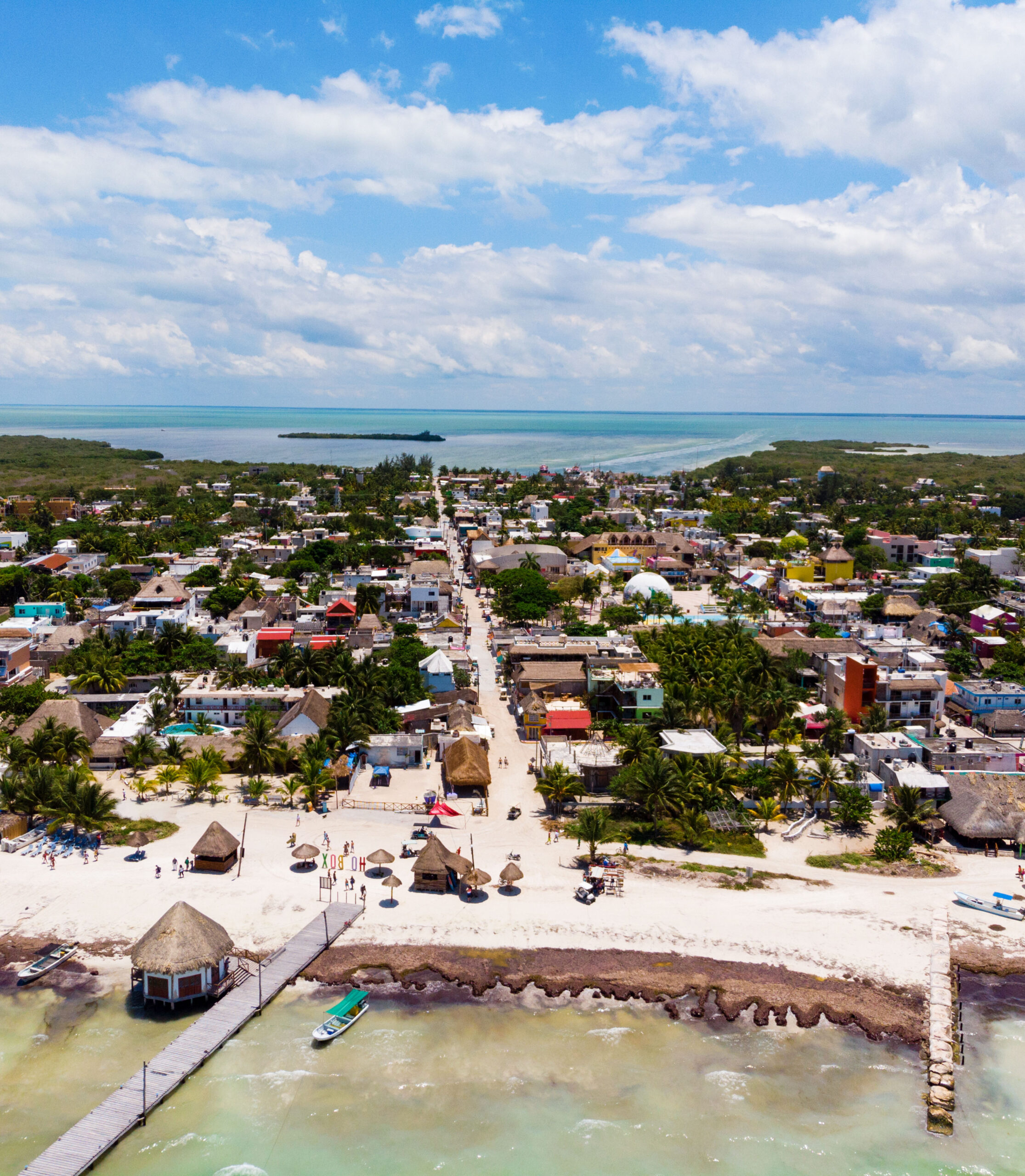 Aerial view of Isla Holbox town centre