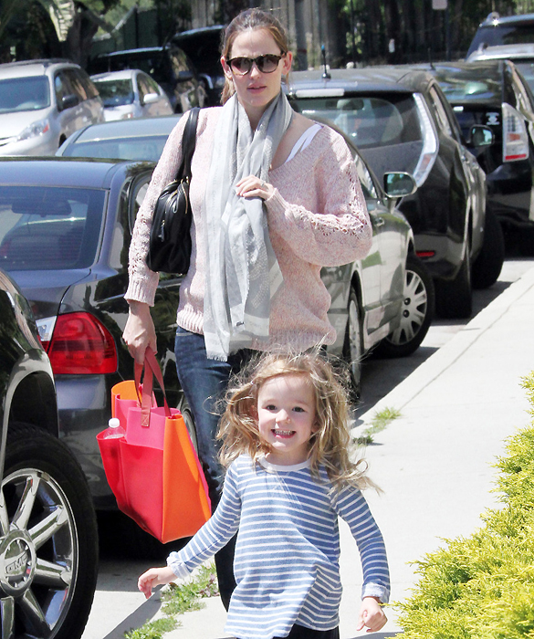 Jennifer Garner picks up Violet from ballet class in Los Angeles with a little help from energetic Seraphina
