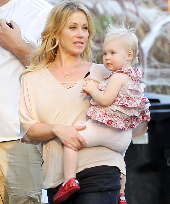 Actress Christina Applegate gets a surprise visit on the set of "Up All Night" from her daughter Sadie Grace in Los Angeles