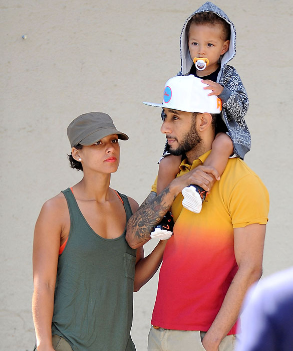 **EXCLUSIVE** Alicia Keys and husband Swizz Beatz, with son Egypt hitching a ride on his shoulders, are seen taking a stroll together in the West Village