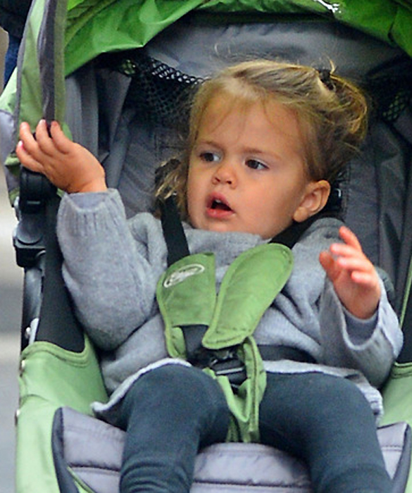 Matt Damon takes his youngest daughter, Stella Damon, for a stroll in SoHo in New York City
