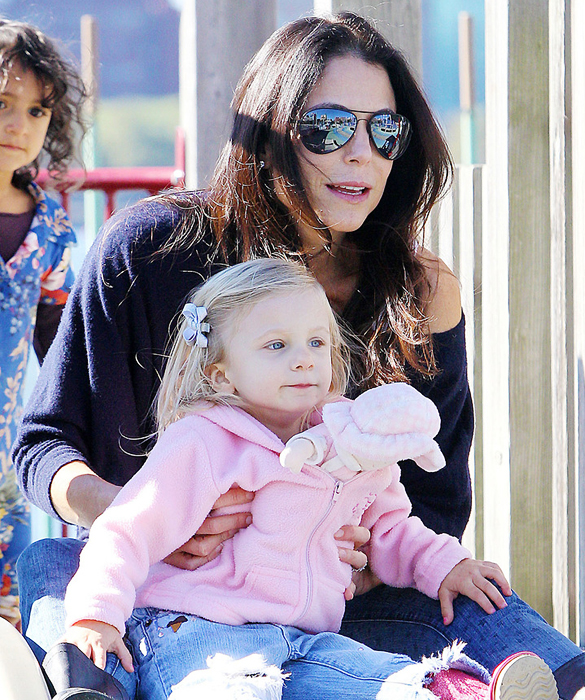 Reality star Bethenny Frankel and daughter Bryn Hoppy enjoy an afternoon at a playground in NYC's West Village