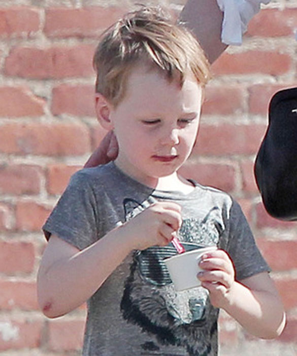 Cate Blanchett is reluctantly given a spoonful of ice cream from her youngest son, Ignatius, as the two go out and about in Los Angeles