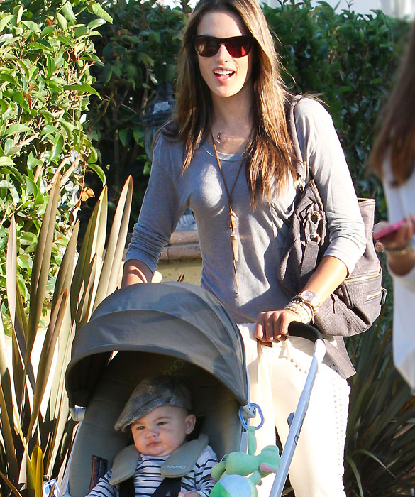 Stunning supermodel Alessandra Ambrosio seen with baby Noah and daughter Anja while enjoying a day with friends while near her home in Santa Monica