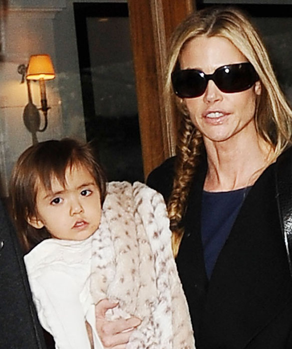 Actress Denise Richards takes her daughters Sam and Lola to lunch at Nello restaurant in New York City with new adopted baby Eloise