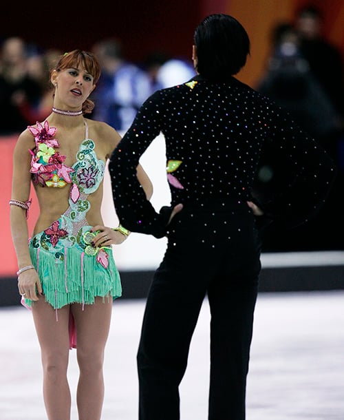 Fusar Poli and Margaglio react performance in original dance figure skating event at Torino 2006 Winter Olympic Games