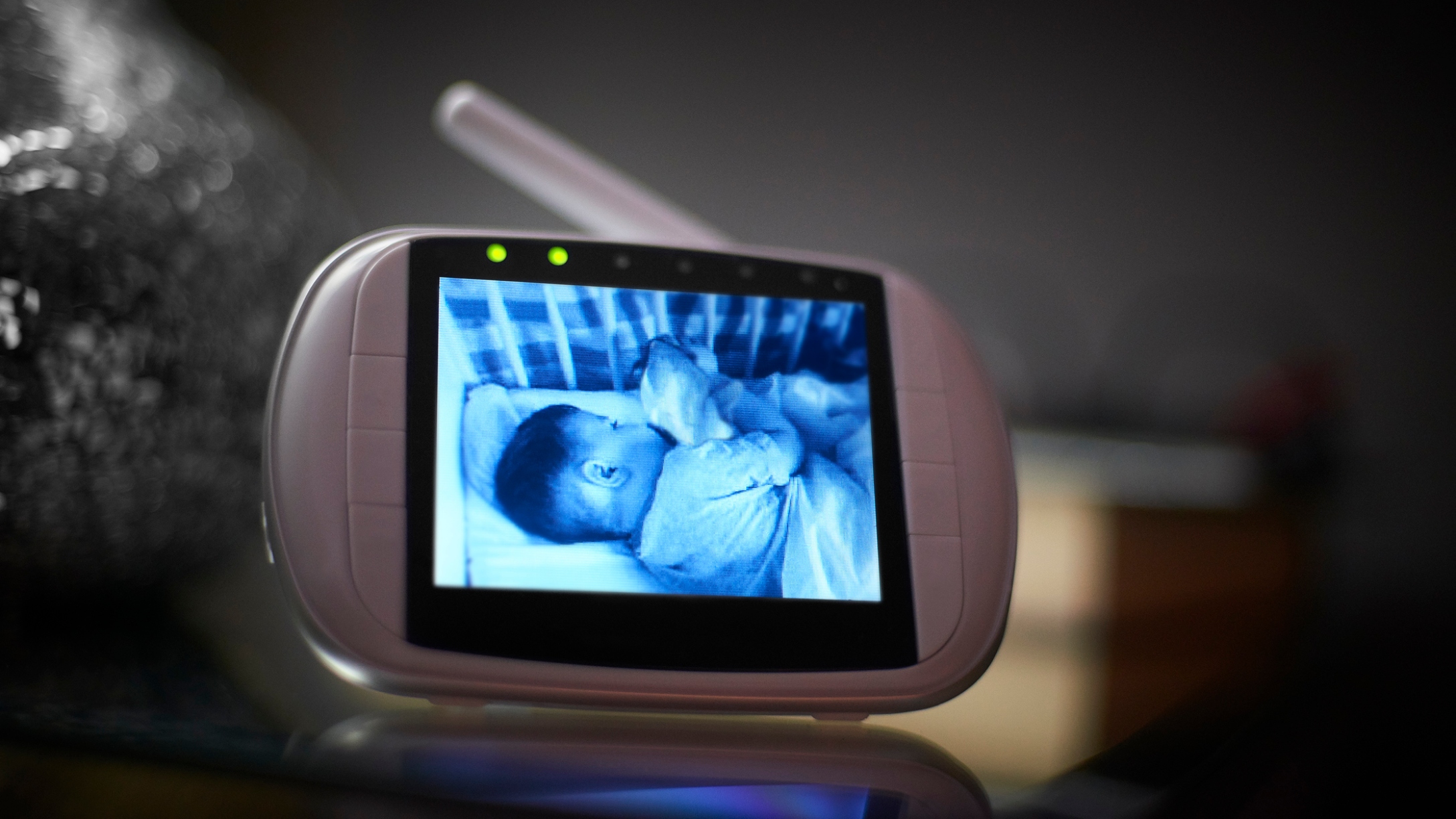 Sleeping baby on nursery monitor
