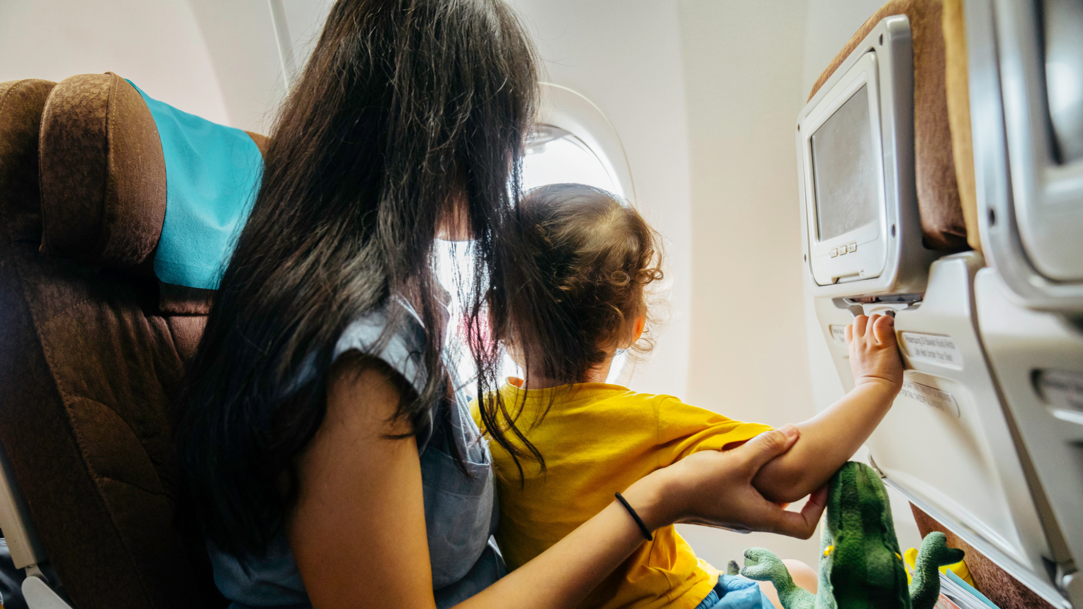 Mom and toddler plane