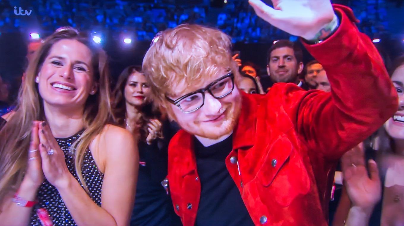 Ed Sheeran And Cherry Seaborn In The Audience At The Brit Awards