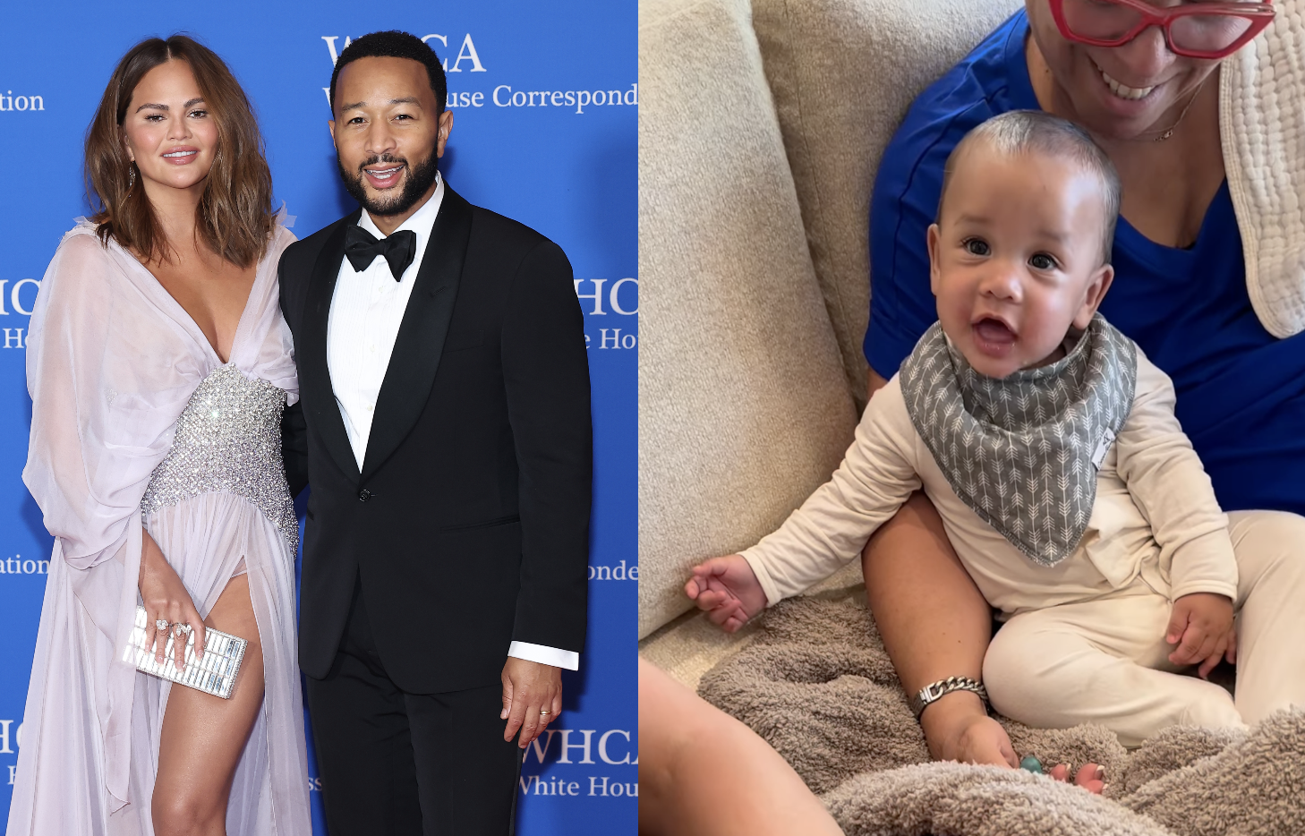 Chrissy Teigen and John Legend and their daughter Esti