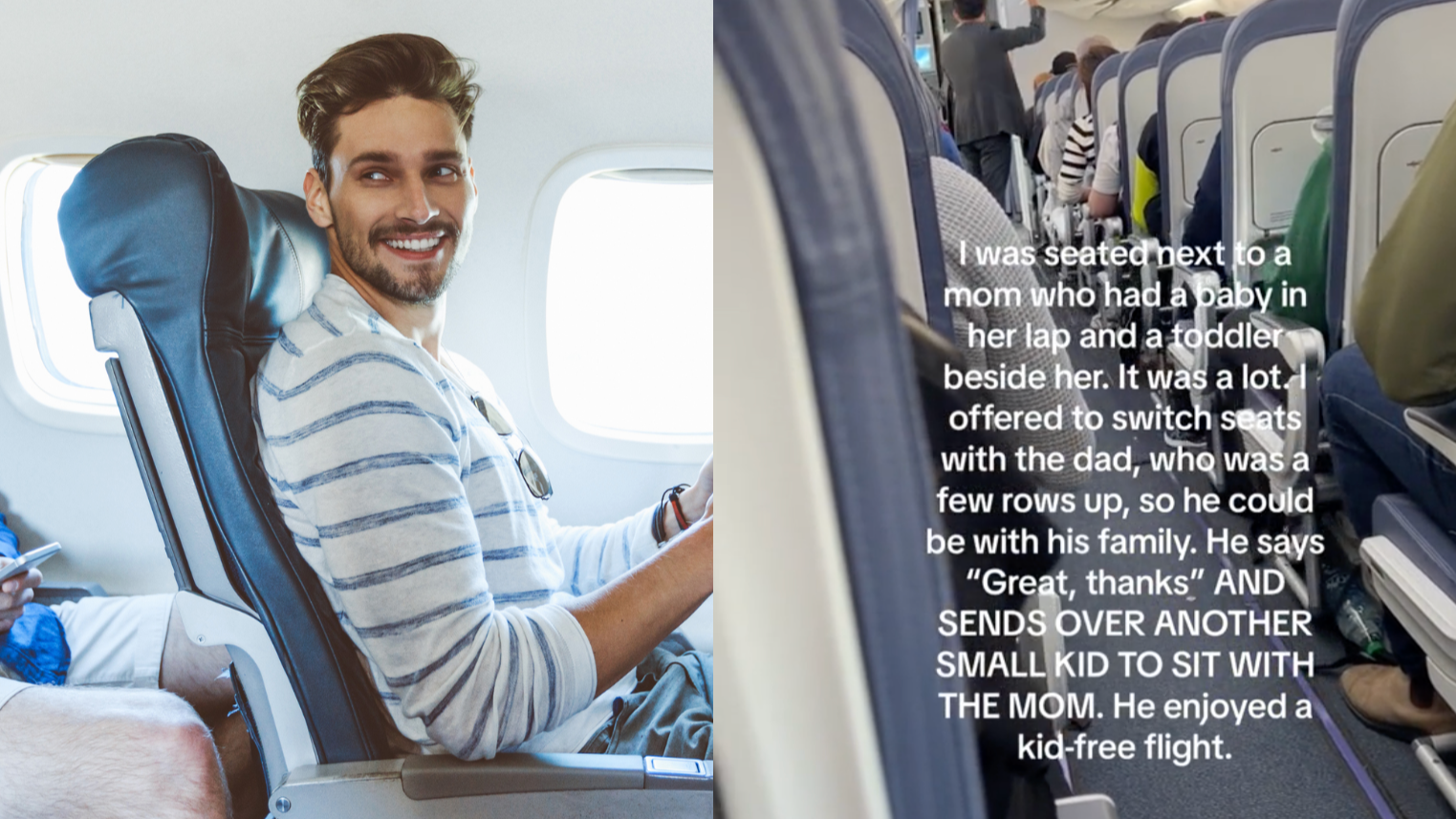 A man sitting on the plane by himself