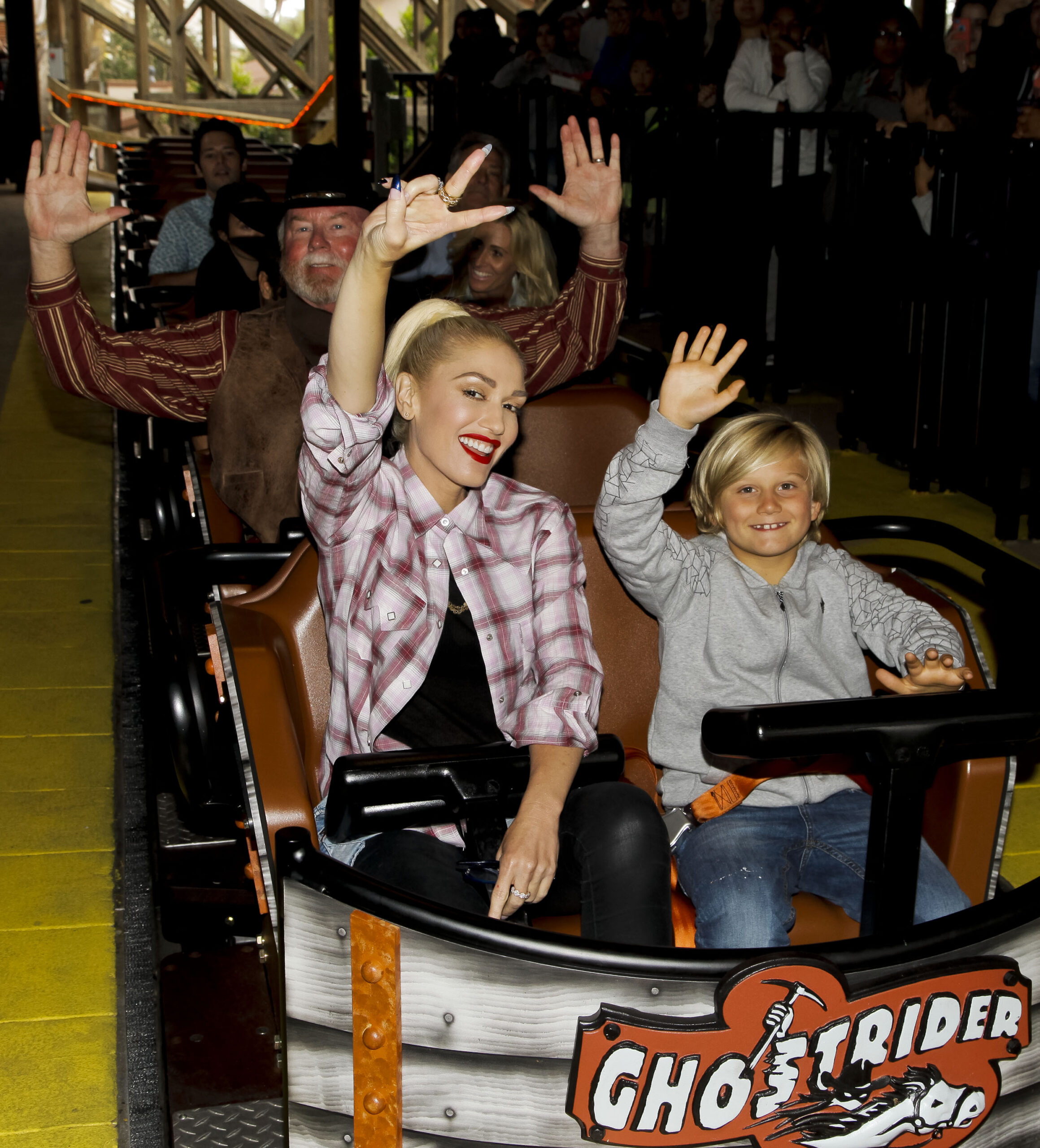 Gwen Stefani And Family Attend The Relaunch Of GhostRider At Knott's Berry Farm