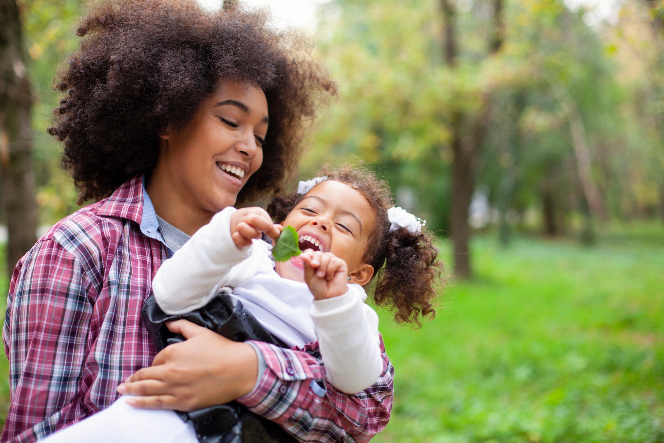 African American mother and her daughter.