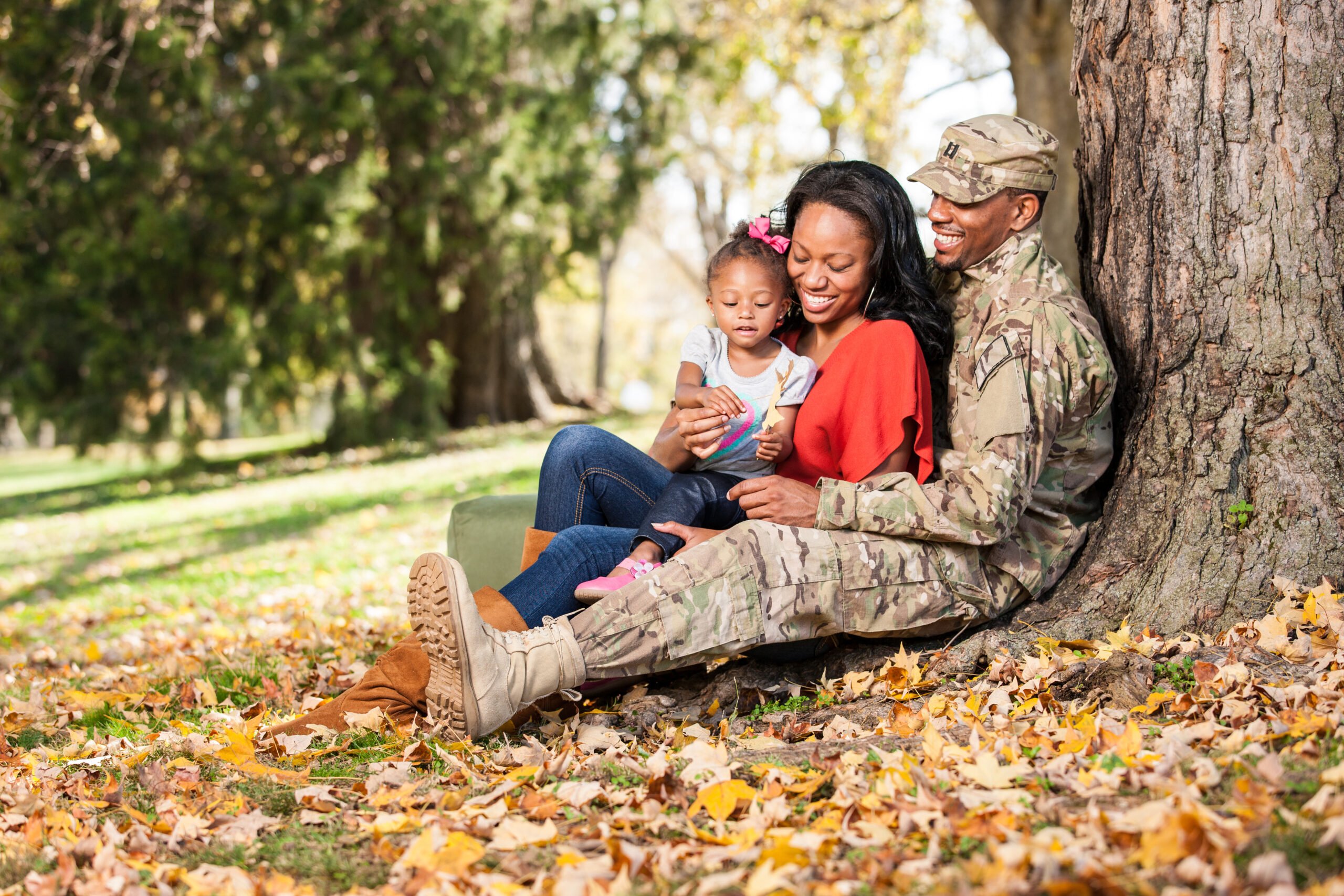 Loving Young Military Family at Park