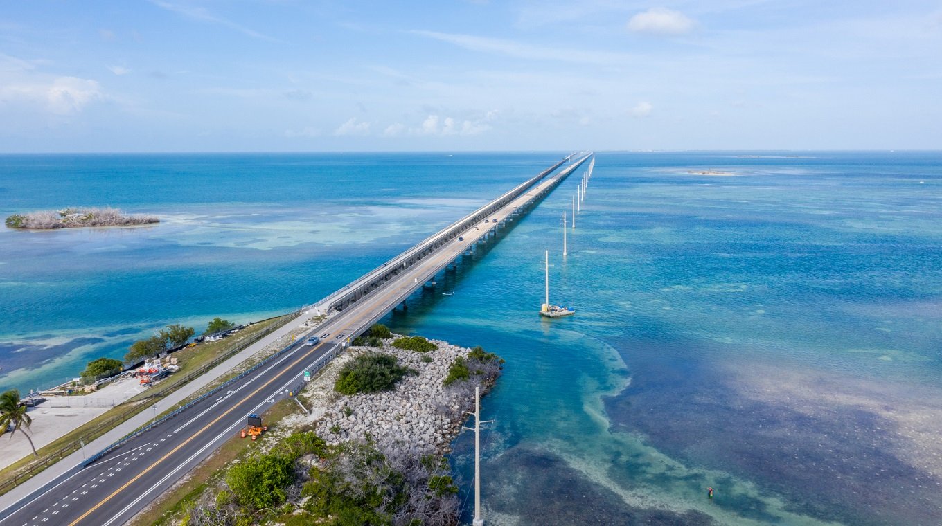 Drone view of the Florida Keys, USA