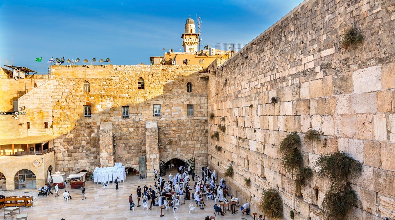 Praying at the Western "Wailing" Wall Jerusalem Israel