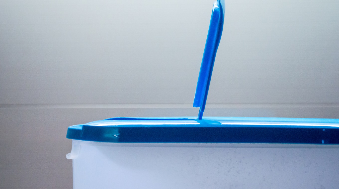 Side View of a Open Plastic Cereal Container