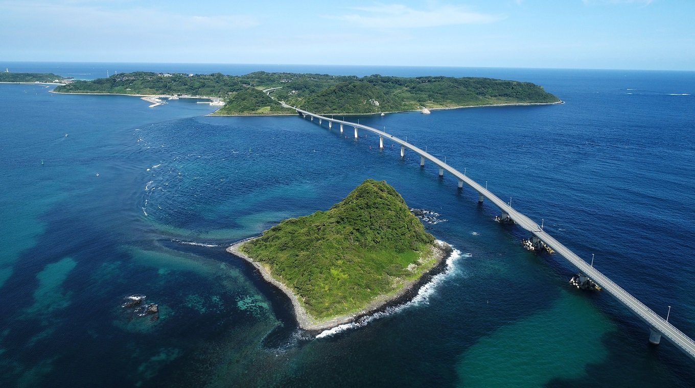 landscape of Tsunoshima Bridge in Japan