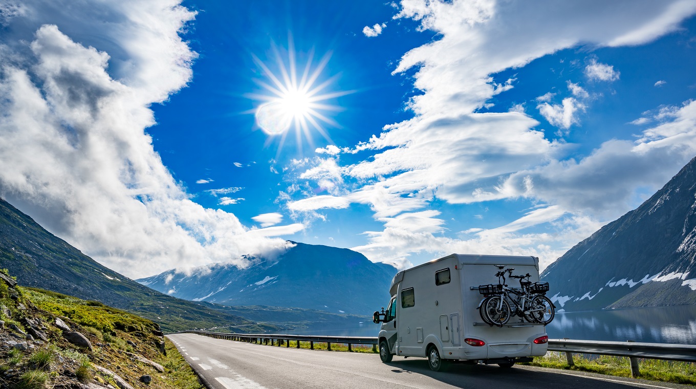 Family vacation travel RV, holiday trip in motorhome