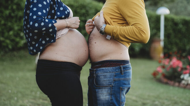 man-pregnant-woman-bellies