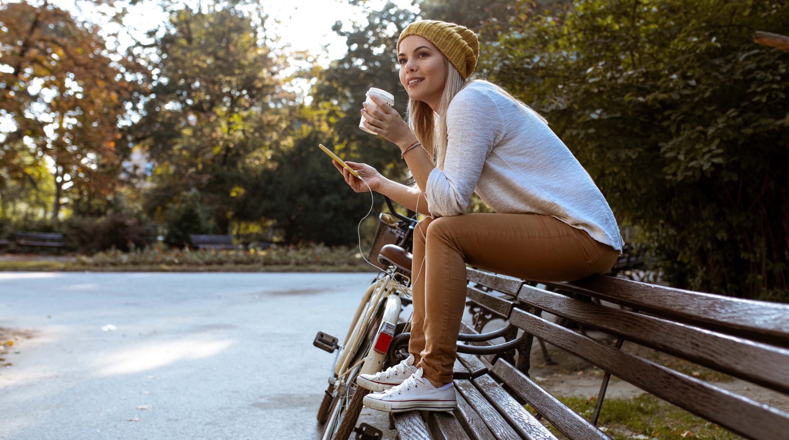 Attractive woman taking a coffee break