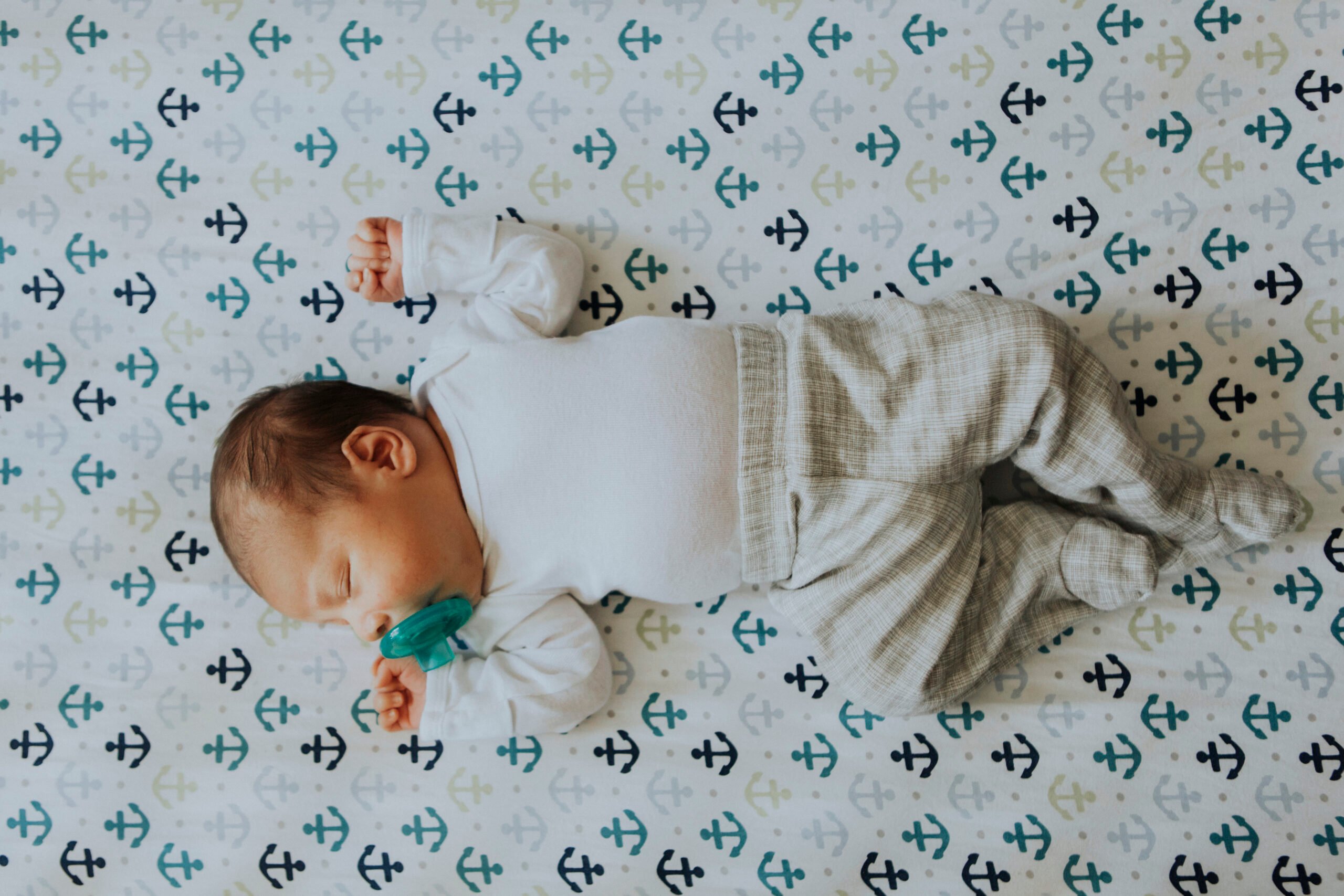 Peaceful baby sleeping in a crib