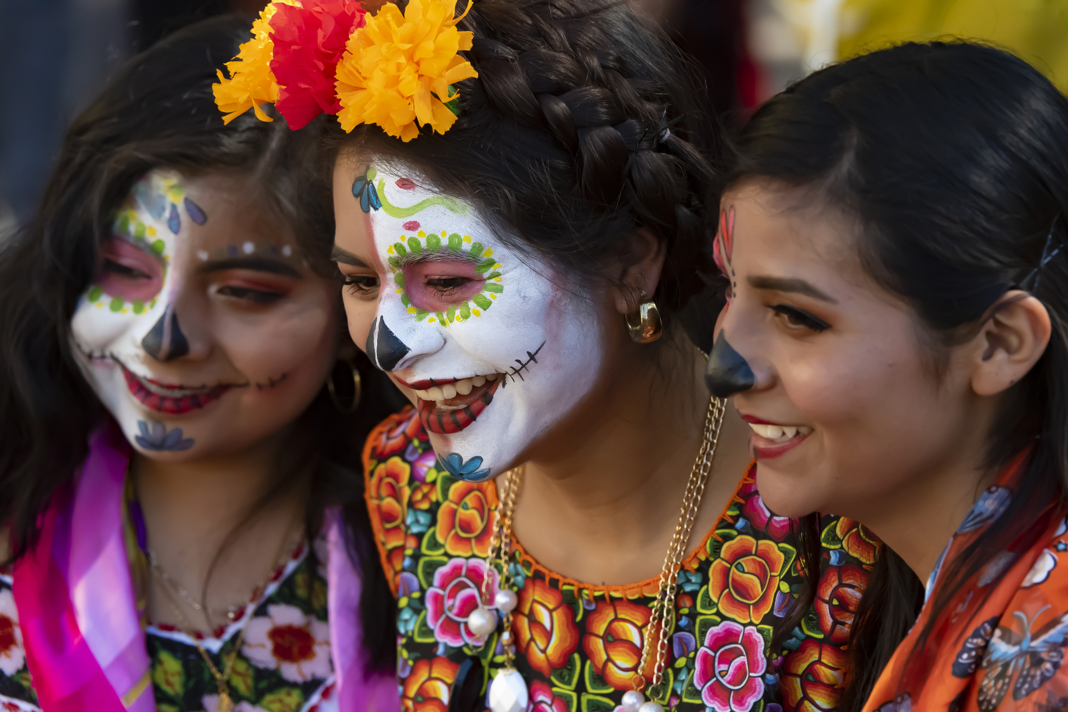 Three Friends at the Día de los Muertos Festival in Oaxaca