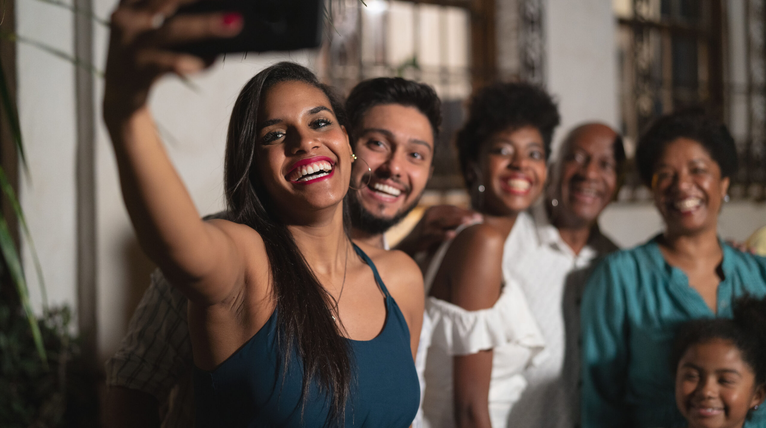 Family Taking a Selfie at Home