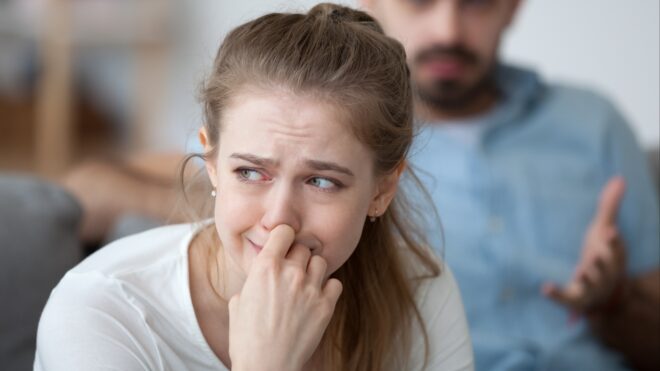 A woman upset