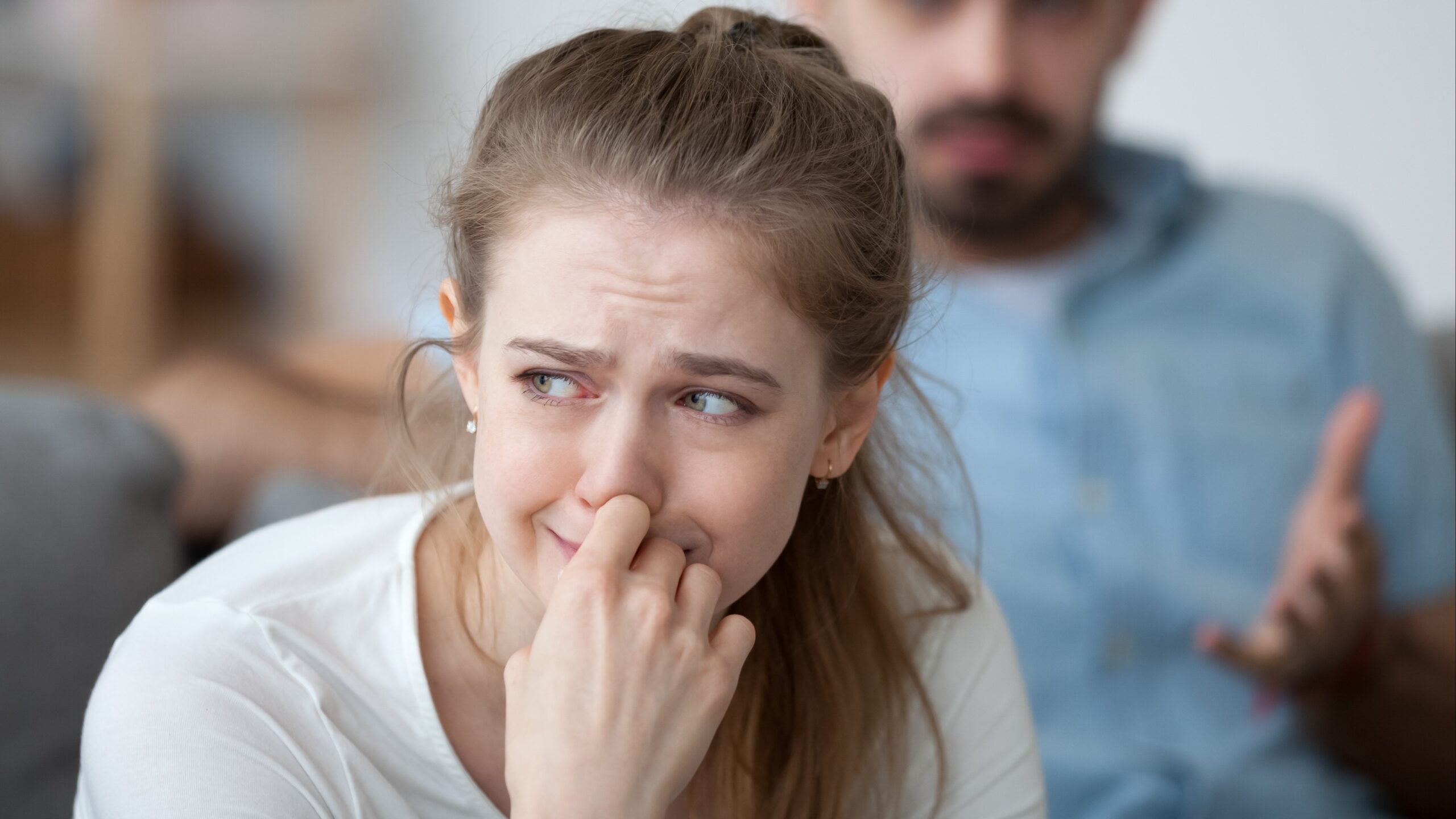 A woman upset