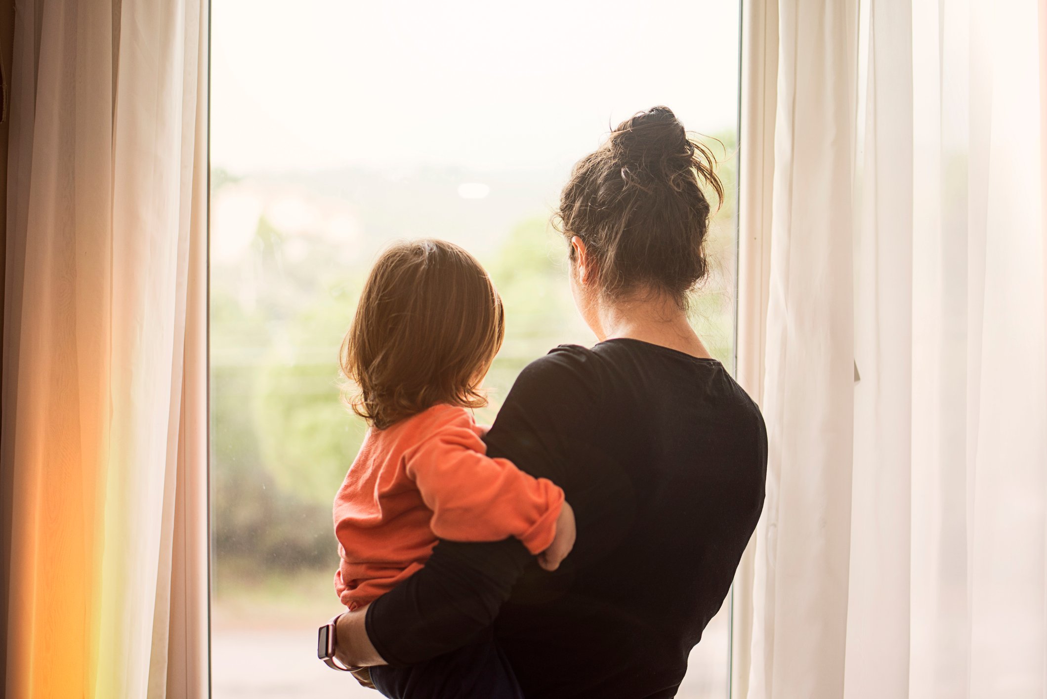 mom looking out window