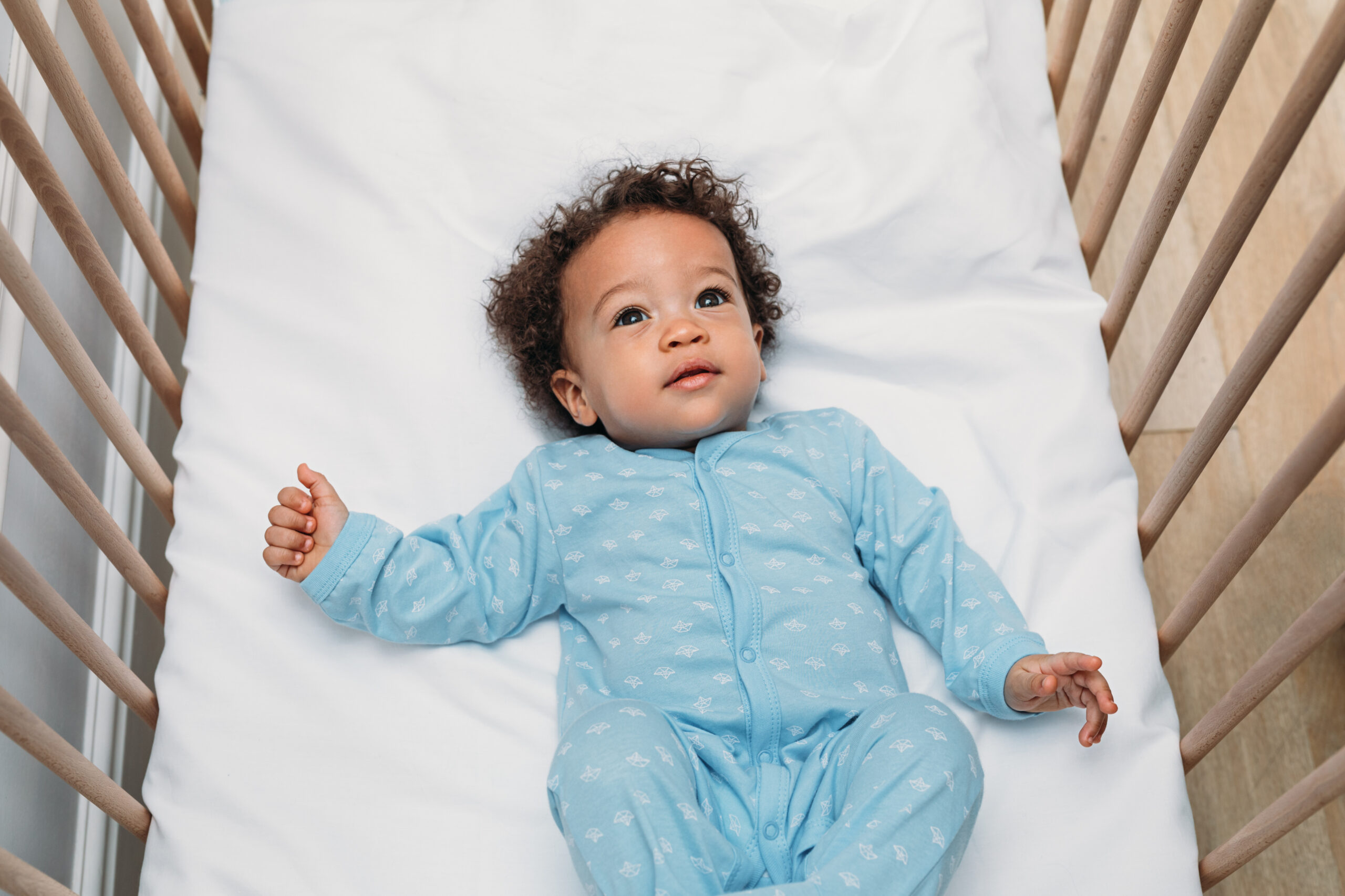 Portrait of a cute baby boy wearing pajamas