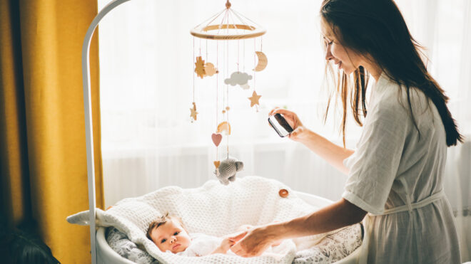 mom taking instagram baby