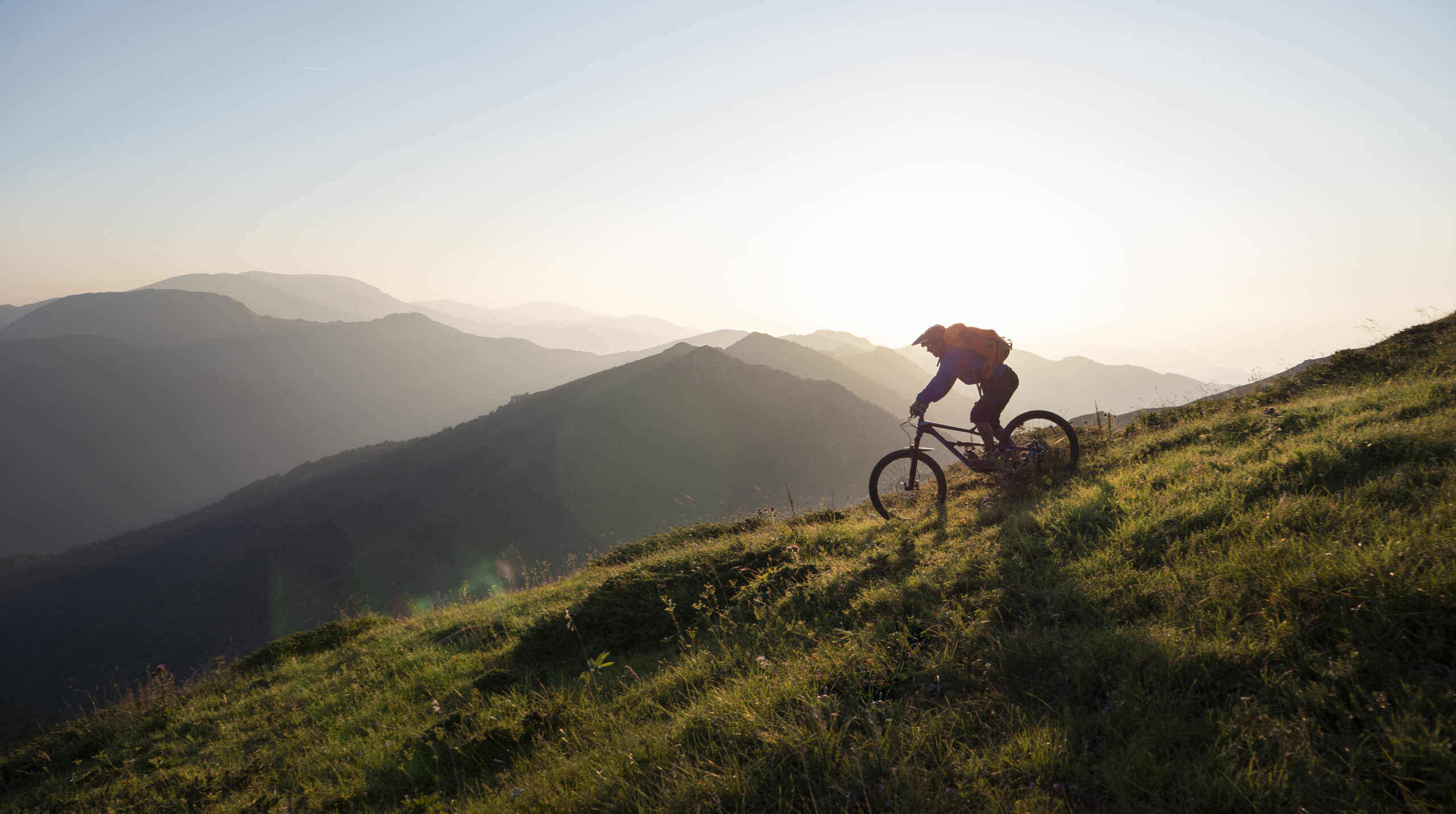 Mountain biker riding downhill
