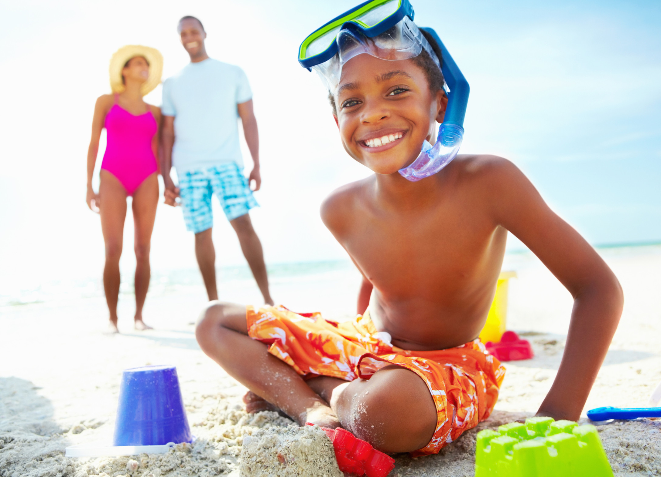 family at beach