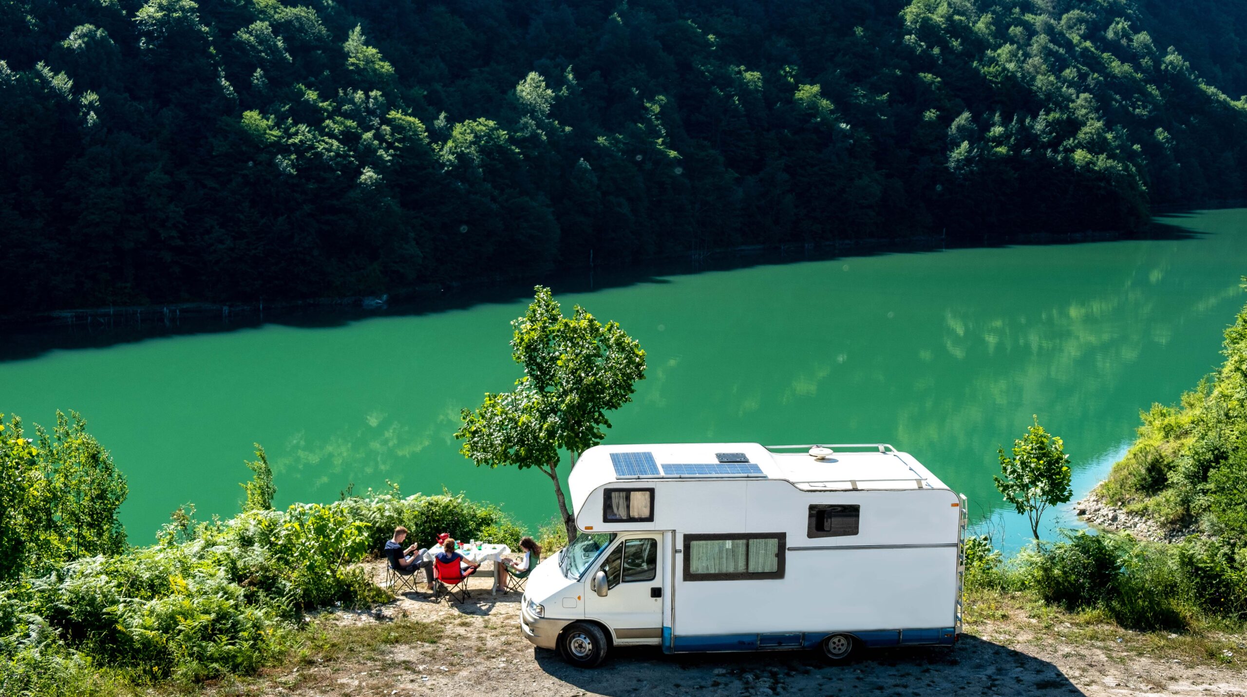 Family vacation travel RV, holiday trip in motorhome, Caravan car Vacation